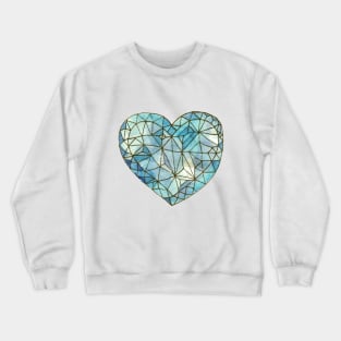 Heart of Glass Crystal Gemstone Jewel Blue on White Crewneck Sweatshirt